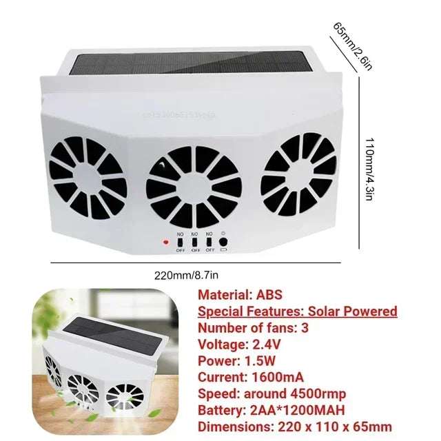 Solar Powered Car Exhaust Fan Car Window Fan Cooling Radiator Energy Saving Auto Coole Portable Deodorization Ventilator Amagi