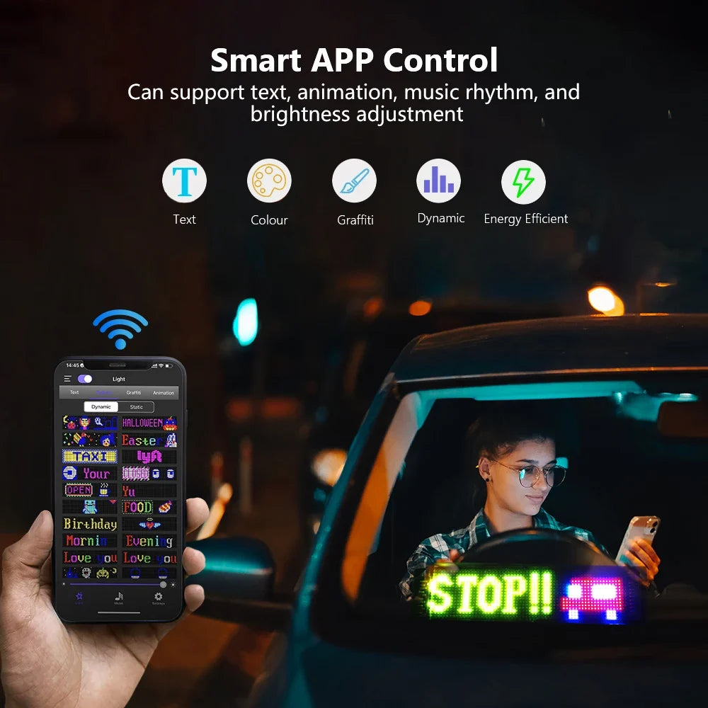 LED Truck Devil Eye Matrix Pixel Panel Remote App Control Soft Lighting Graffiti Scrolling DIY Programmable Flexible Screen