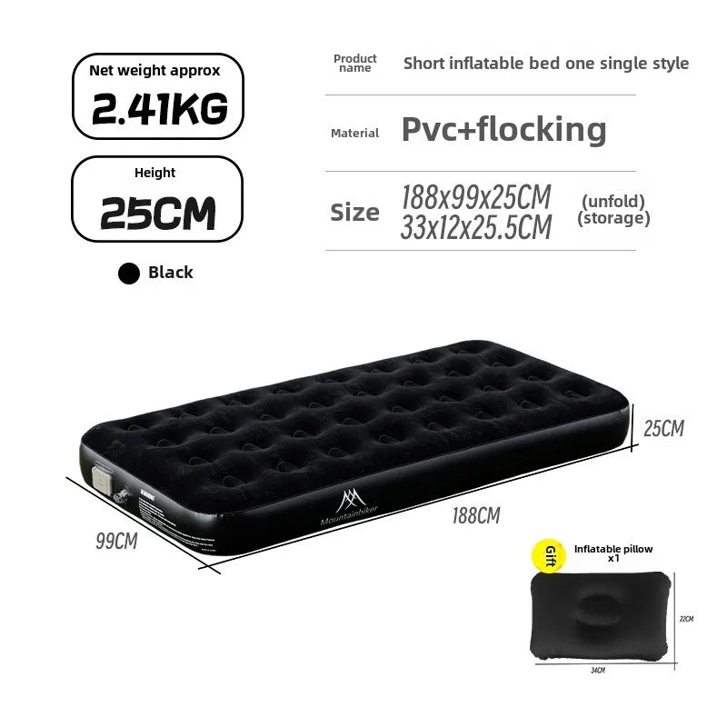 MOUNTAINHIKER New Interior Air Mattress Glamping Mats PVC Inflatable Sleeping Mattress 1/3 Person Camping Bed Mat Built-in Pump