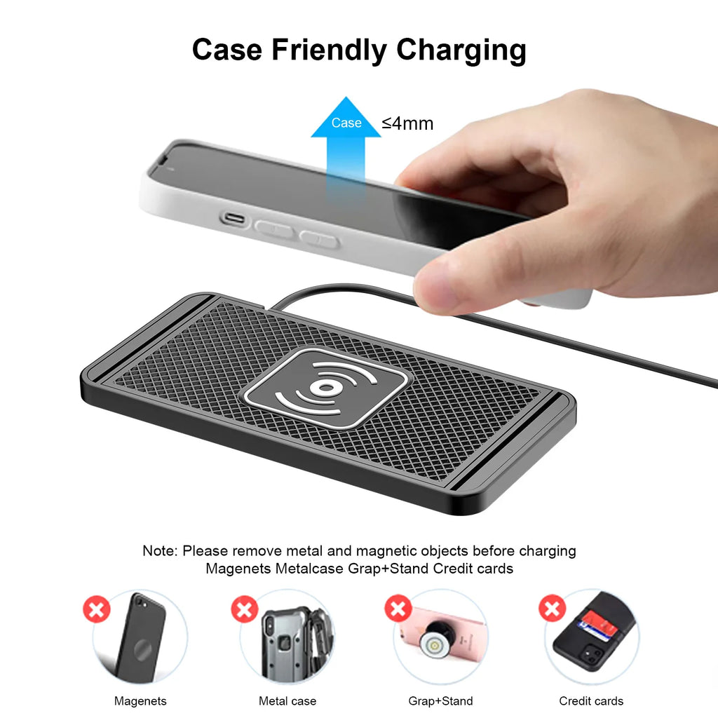 New Car Universal Wireless Charging Anti-skid Pad Charging Board Suitable Quick Charge Adapter Qi for Phone