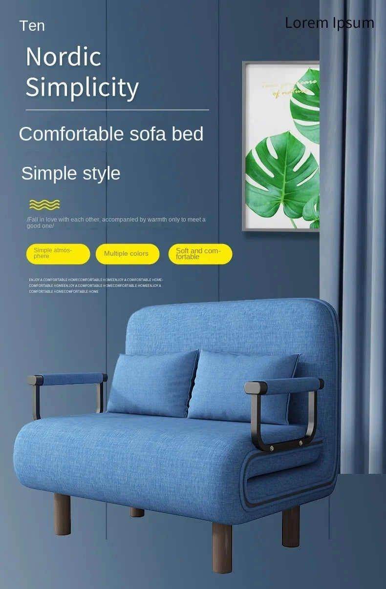 Modern Simplicity Metal Frame Folding Sofa Bed Dual-Purpose Study Lunch Break Two-in-One Single Sofa Bed