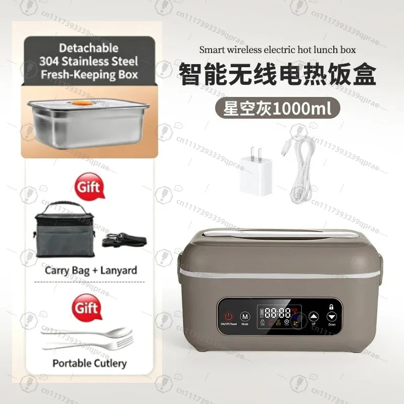 Portable Electric Thermal Lunch Box Rechargeable Heating Bento Box No Water Required For Workplace Daily Use