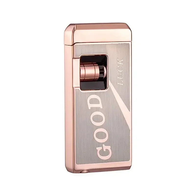 Metal Induction Windproof Red Jet Flame Butane Gas Lighter Creative Touch Roller Battery Ignition Smoking Accessories Gadgets