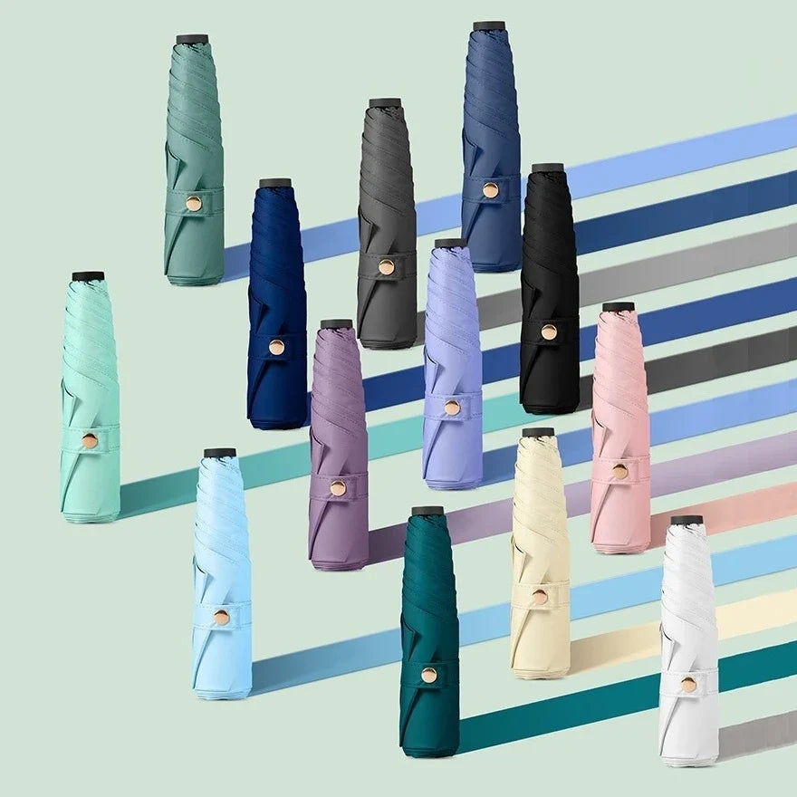 Ultra-light UPF50+ Umbrella Carbon Fiber Sun UV Protection Portable Umbrella Vinyl Folding Rain Parasol Pocket Pencil Umbrella