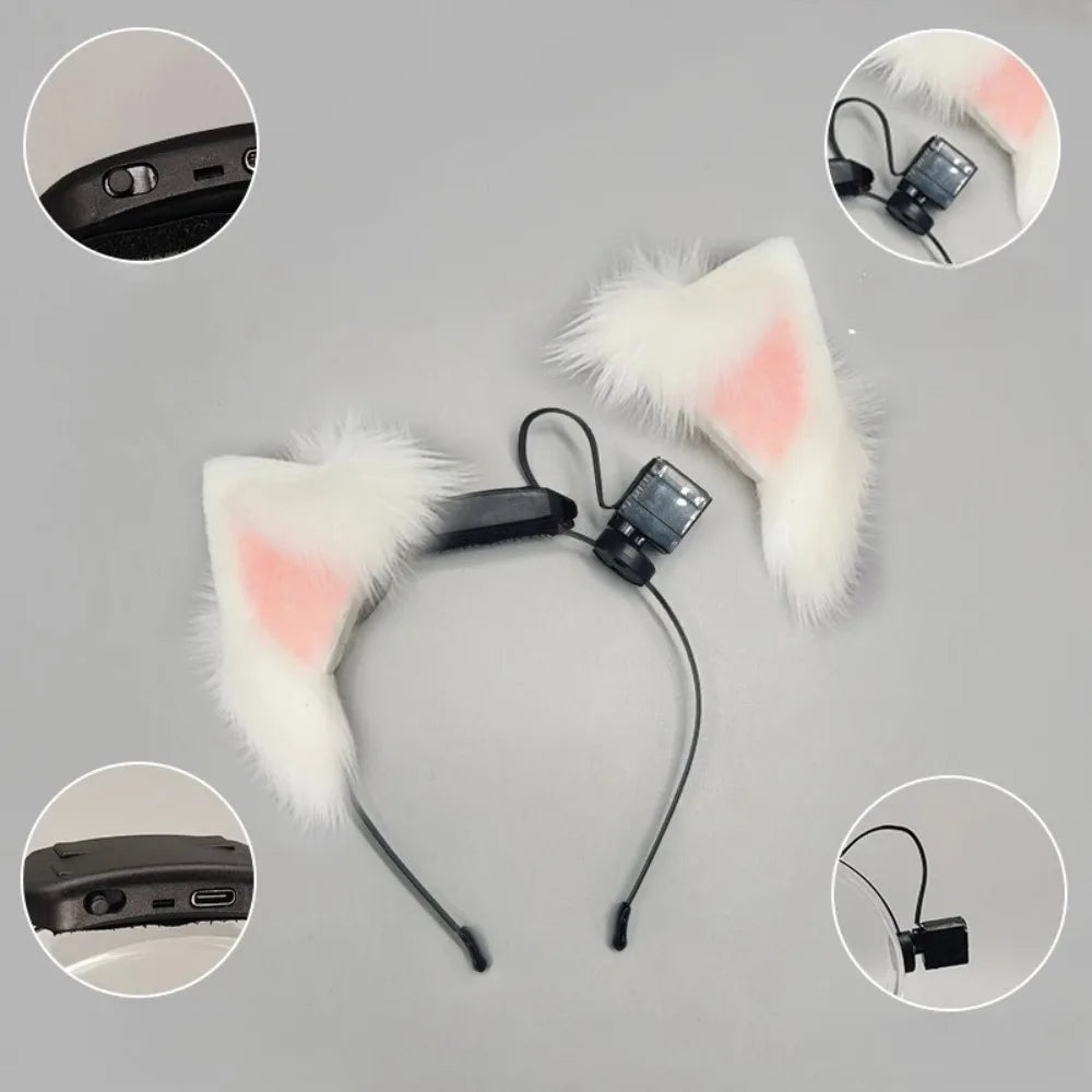 Simulation Animal Ear Headband Rechargeable Electric Movable Cosplay Accessory