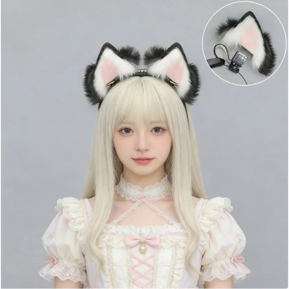 Simulation Animal Ear Headband Rechargeable Electric Movable Cosplay Accessory