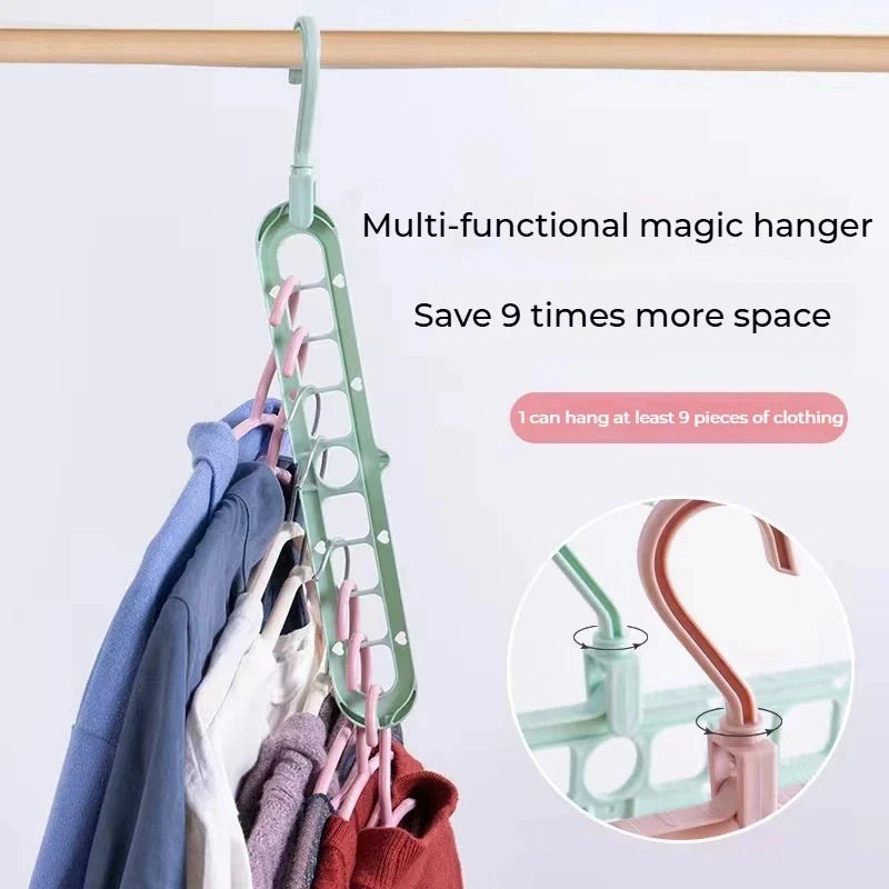 9-Hole Foldable Clothes Hangers Plastic Heavy Duty Space Saving Organizer Hangers For Clothes Home Closet Wardrobe Hanger
