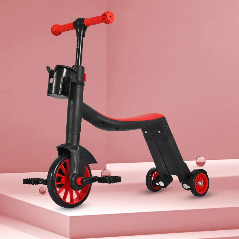 Multifunction Kick Scooter Height Adjustable For Kids Boys Girls Cycling Bicycles Foot Scooters With Push Handle,Pedal 3 In 1