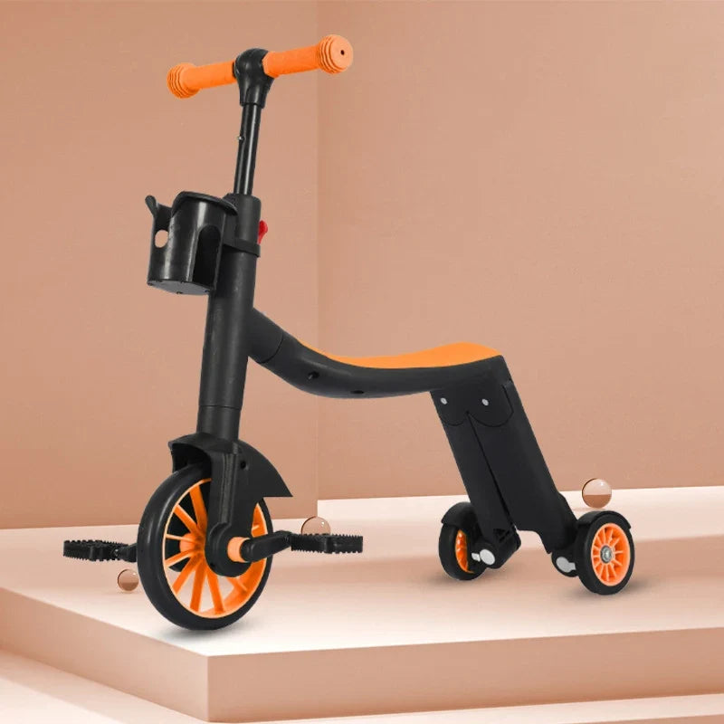 Multifunction Kick Scooter Height Adjustable For Kids Boys Girls Cycling Bicycles Foot Scooters With Push Handle,Pedal 3 In 1