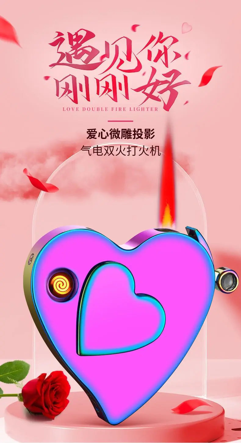 New 520 Love Electric Dual-Use Windproof Lighter for Boys Valentine's Day Gift Boyfriend