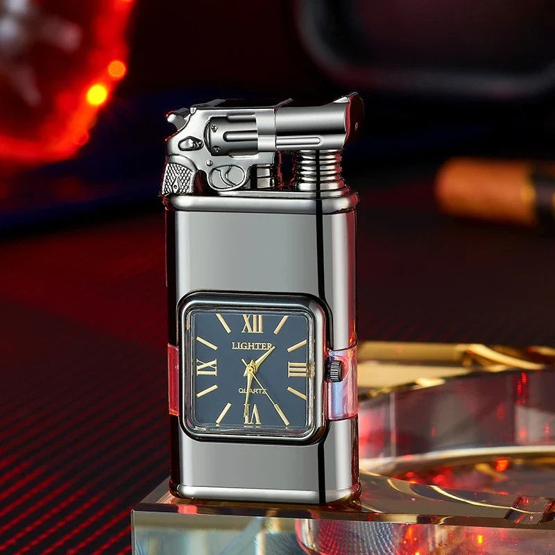 New Fashionable Multi Functional Double Fire Inflatable Lighter Convenient with Dial Breathable Chamber Cigarette Accessories