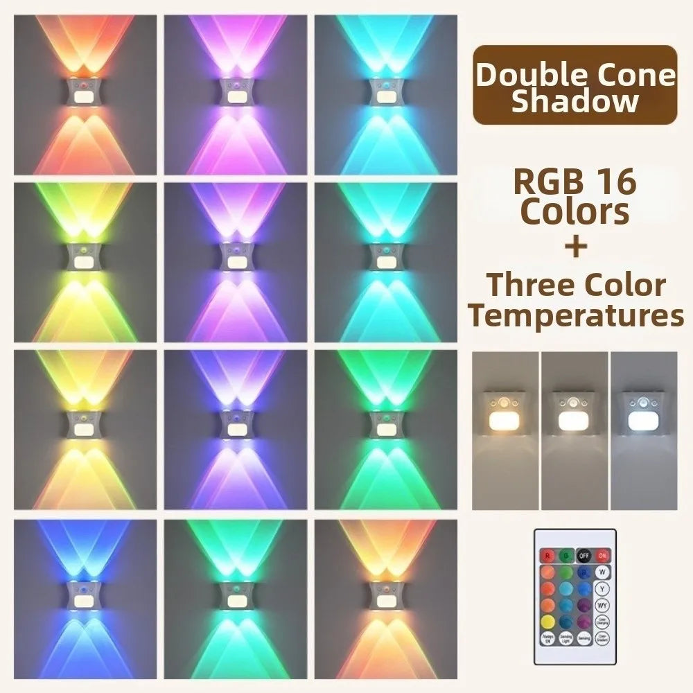 Rechargeable Human Body Sensor Wall Lamp RGB 16 Colors Intelligent Motion Sensor Night Light Magnetic Dimmable Smart Wall Light