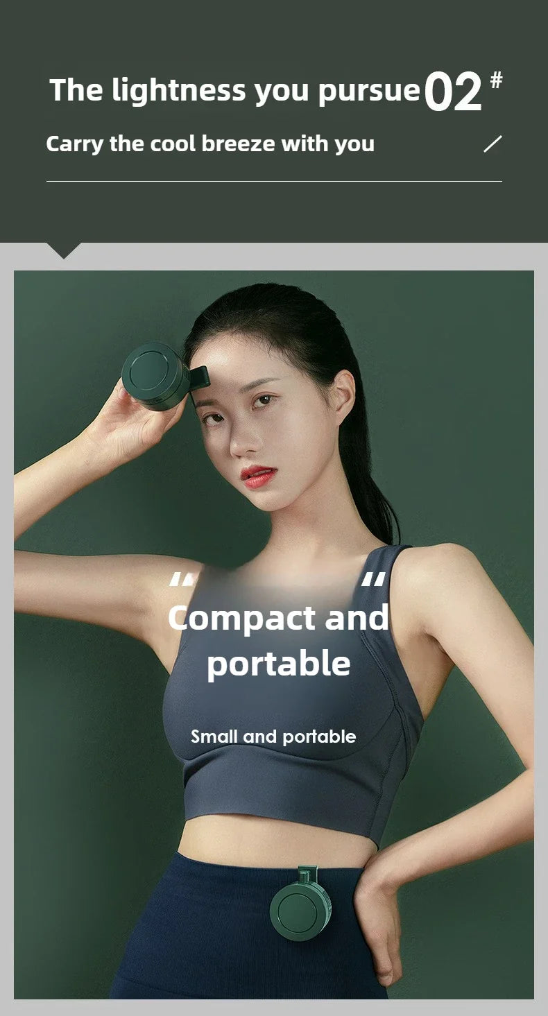 Mini Clip Fans Hanging Waist Neck Fan Girl Electric Air Cooling Fan 900mah USB Leafless Fan 3 Speeds Portable Cooler Air