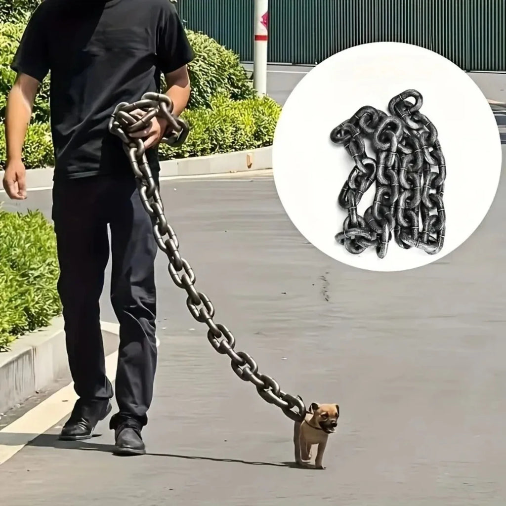Plastic Iron Chain Handcuff Foot Shackle Dog Leash Set, Movie Prop Cosplay Costume, 1.5m/1.8m