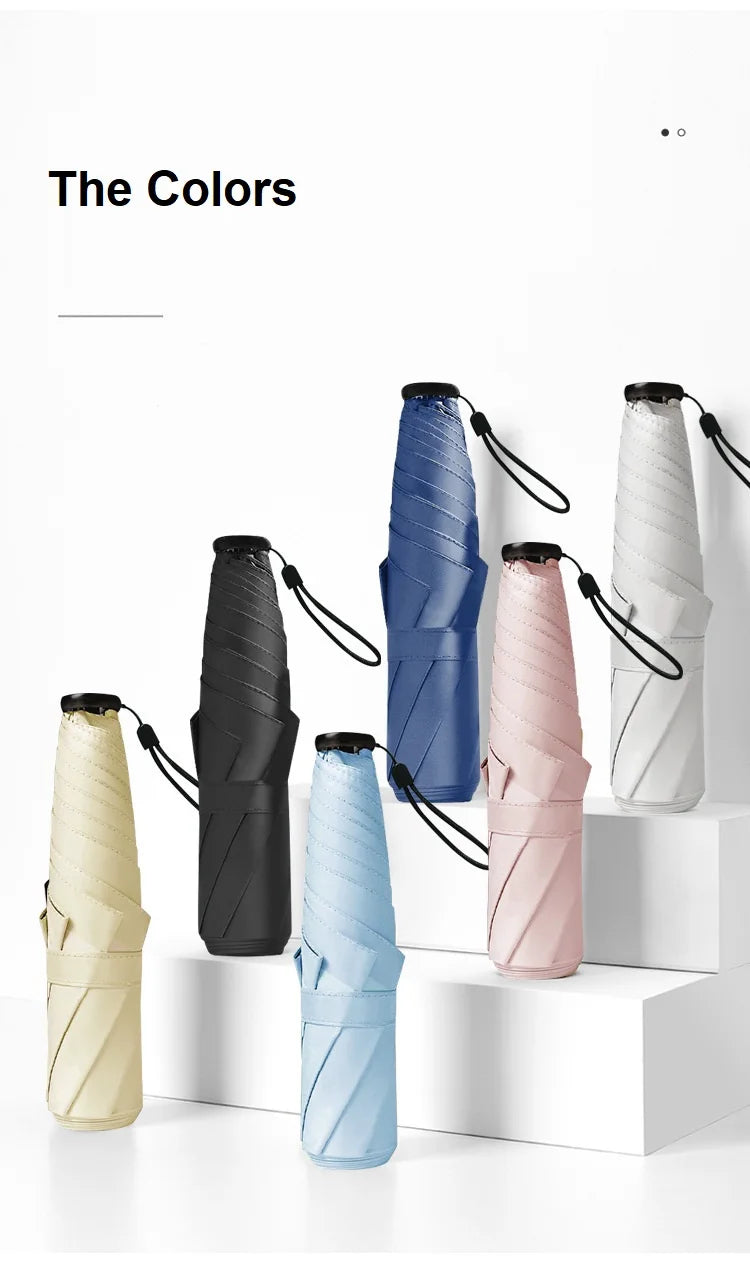 Ultra-light UPF50+ Umbrella Carbon Fiber Sun UV Protection Portable Umbrella Vinyl Folding Rain Parasol Pocket Pencil Umbrella
