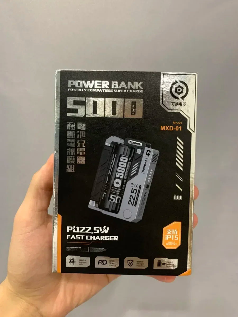 Power Bank with Removable Batteries 22.5W PD, Modular Design for Camping Travel Emergency Power Bank