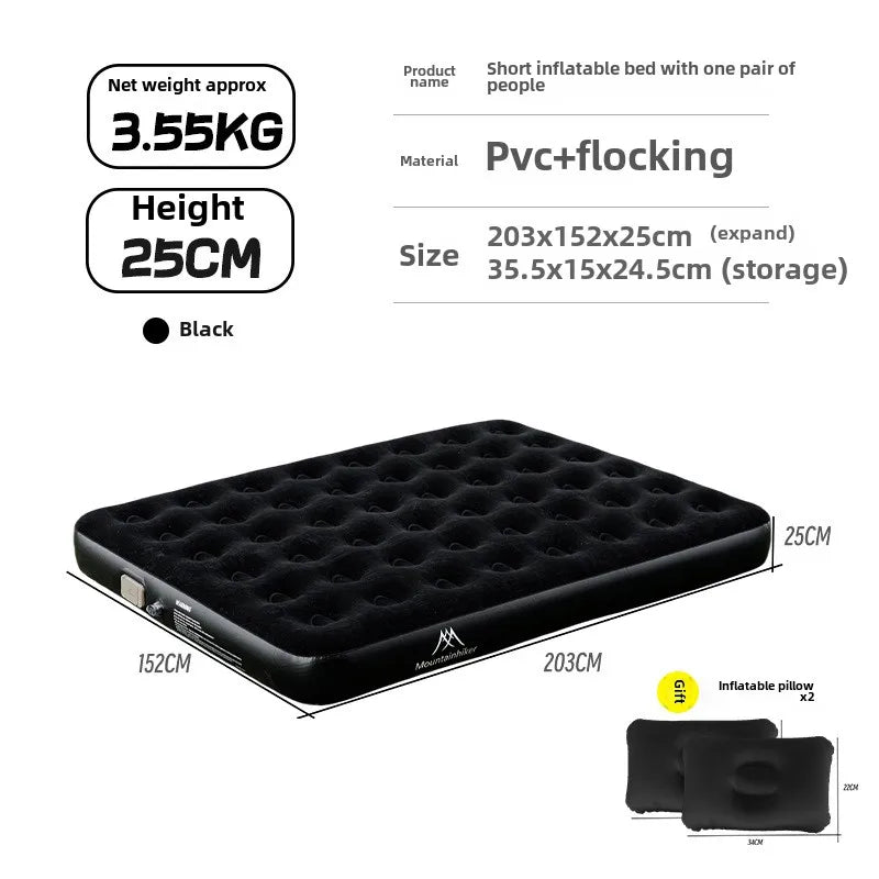 MOUNTAINHIKER New Interior Air Mattress Glamping Mats PVC Inflatable Sleeping Mattress 1/3 Person Camping Bed Mat Built-in Pump