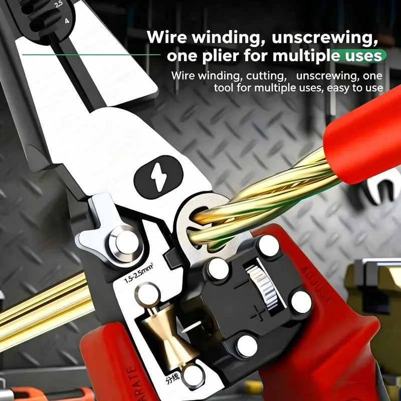 Multifunctional Alloy Steel Electrician Tool Set, Wire Stripper, Diagonal & Needle Nose Pliers with Voltage Tester