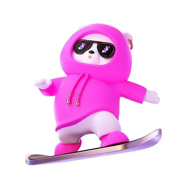 DOXINGYE Car Ornament Car Center Console Ornaments Mini Cartoon Skateboard Bear Decorations Auto Interior Decor Accessories