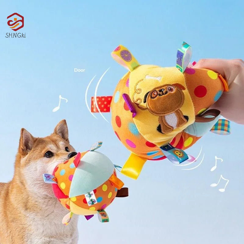 1Pcs Plush Dog Vocal Toy Ball Funny Interactive Pet Toys With Bells Cleaning Tooth Chew Toy For Dogs Cats Puppy Plaything