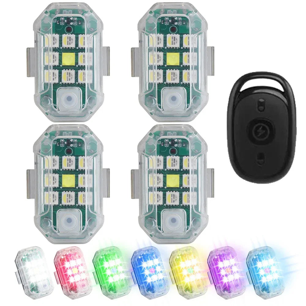 2Pc Remote Motorcycle Car Lights RC Drone LED Flash Wireless Light RC Fix Wing Aircraft Airplane Helicopter Warning Lights