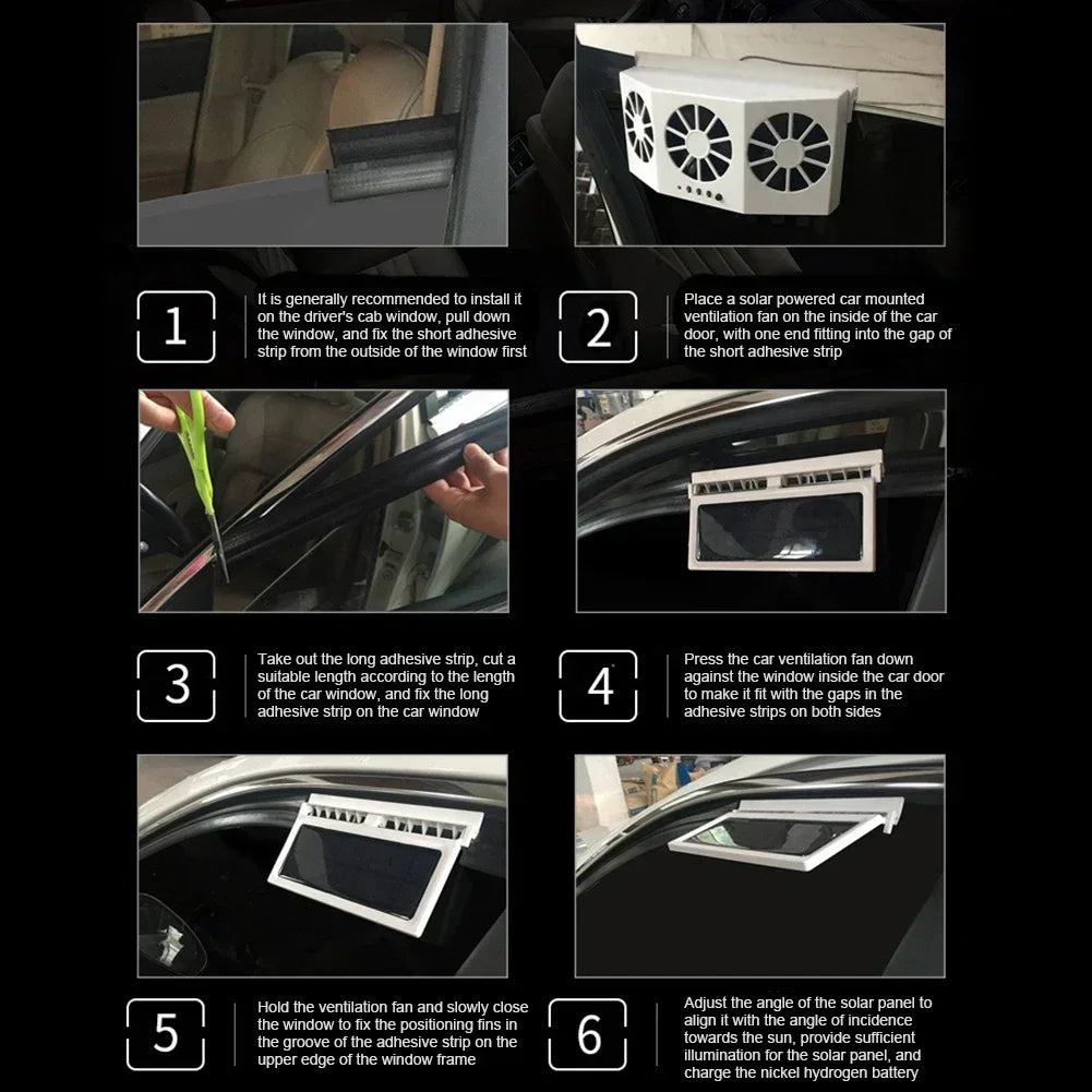 Solar Powered Car Exhaust Fan Car Window Fan Cooling Radiator Energy Saving Auto Coole Portable Deodorization Ventilator Amagi