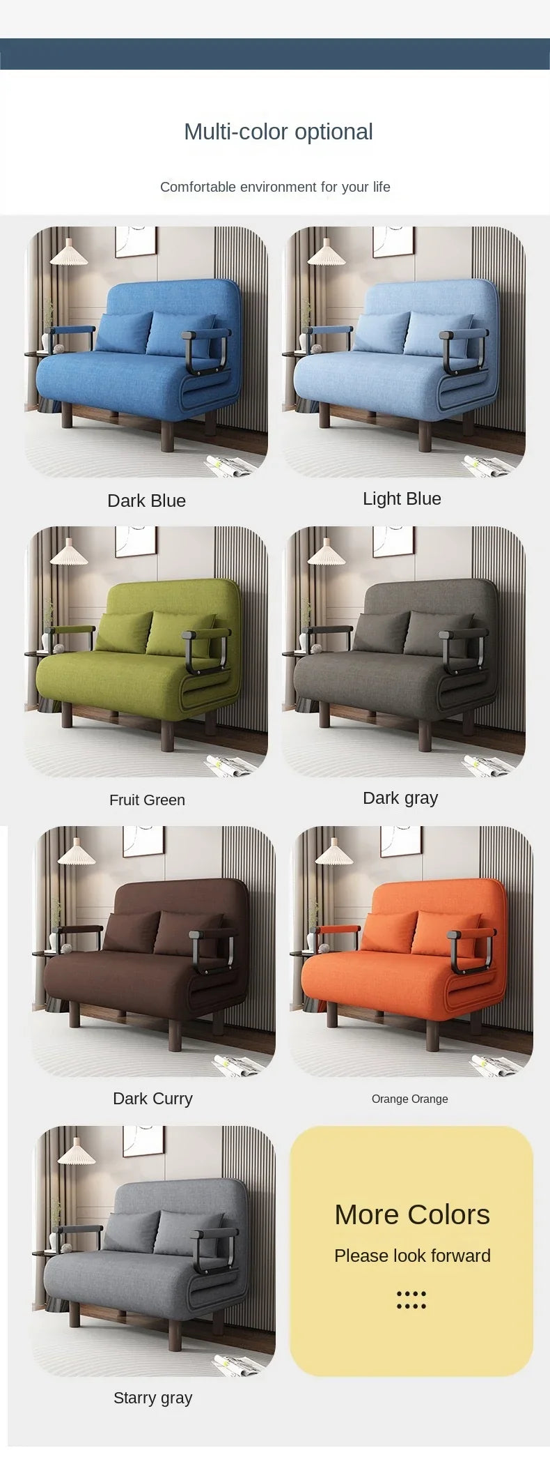 Modern Simplicity Metal Frame Folding Sofa Bed Dual-Purpose Study Lunch Break Two-in-One Single Sofa Bed