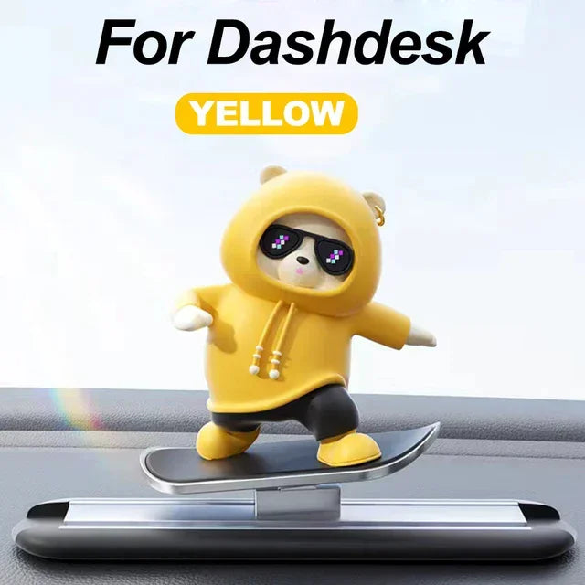 DOXINGYE Car Ornament Car Center Console Ornaments Mini Cartoon Skateboard Bear Decorations Auto Interior Decor Accessories