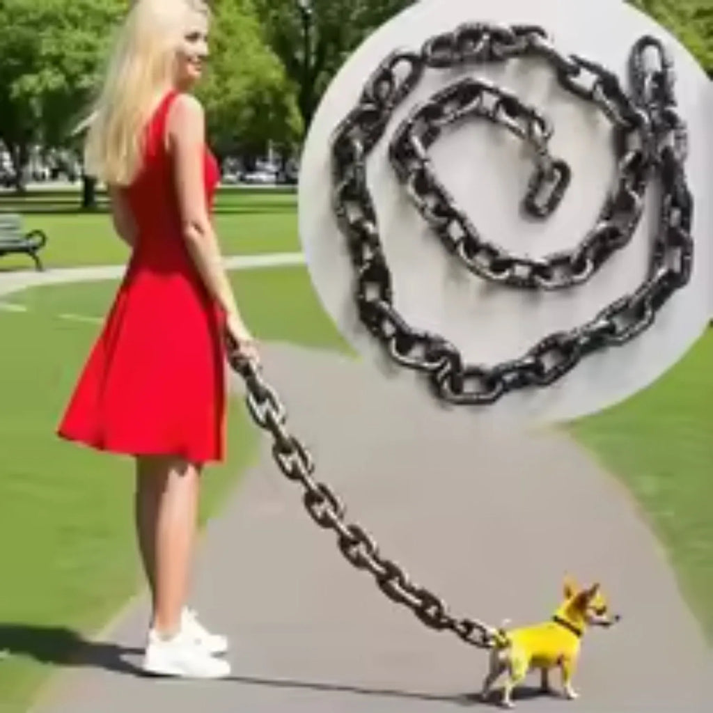 Plastic Iron Chain Handcuff Foot Shackle Dog Leash Set, Movie Prop Cosplay Costume, 1.5m/1.8m
