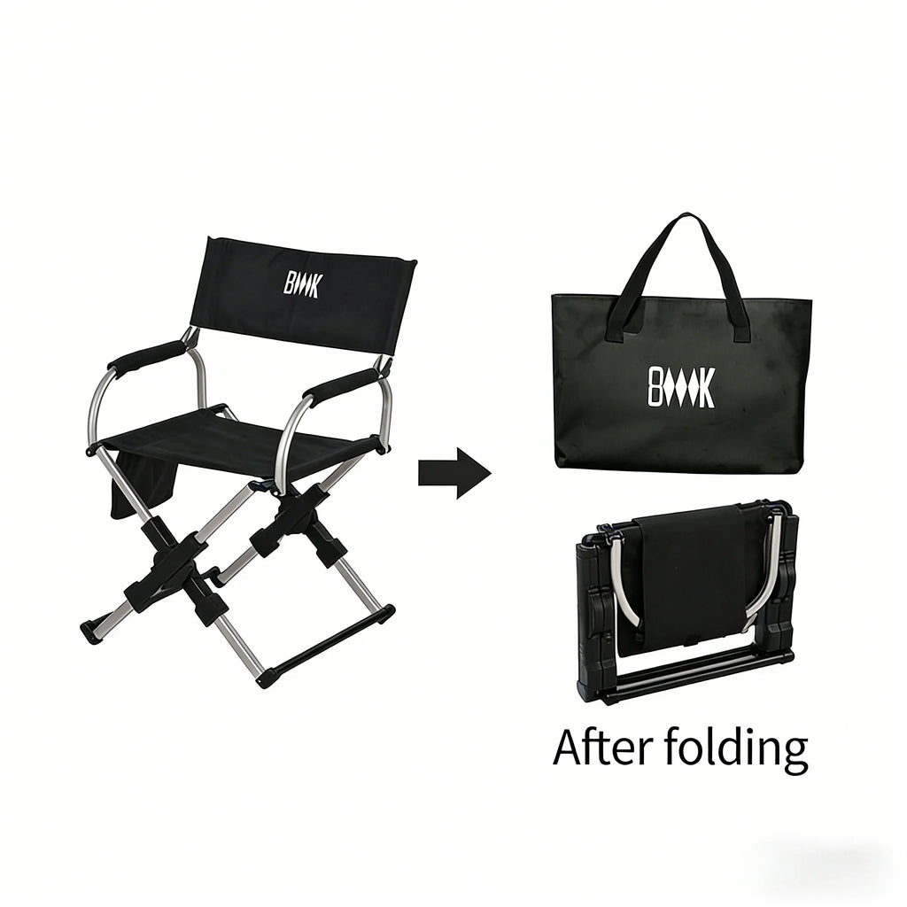 Outdoor Foldable Director Chair Aluminum Alloy Lightweight Camping Chair Portable Beach Fishing Hiking Picnic Seat Travel Furnit