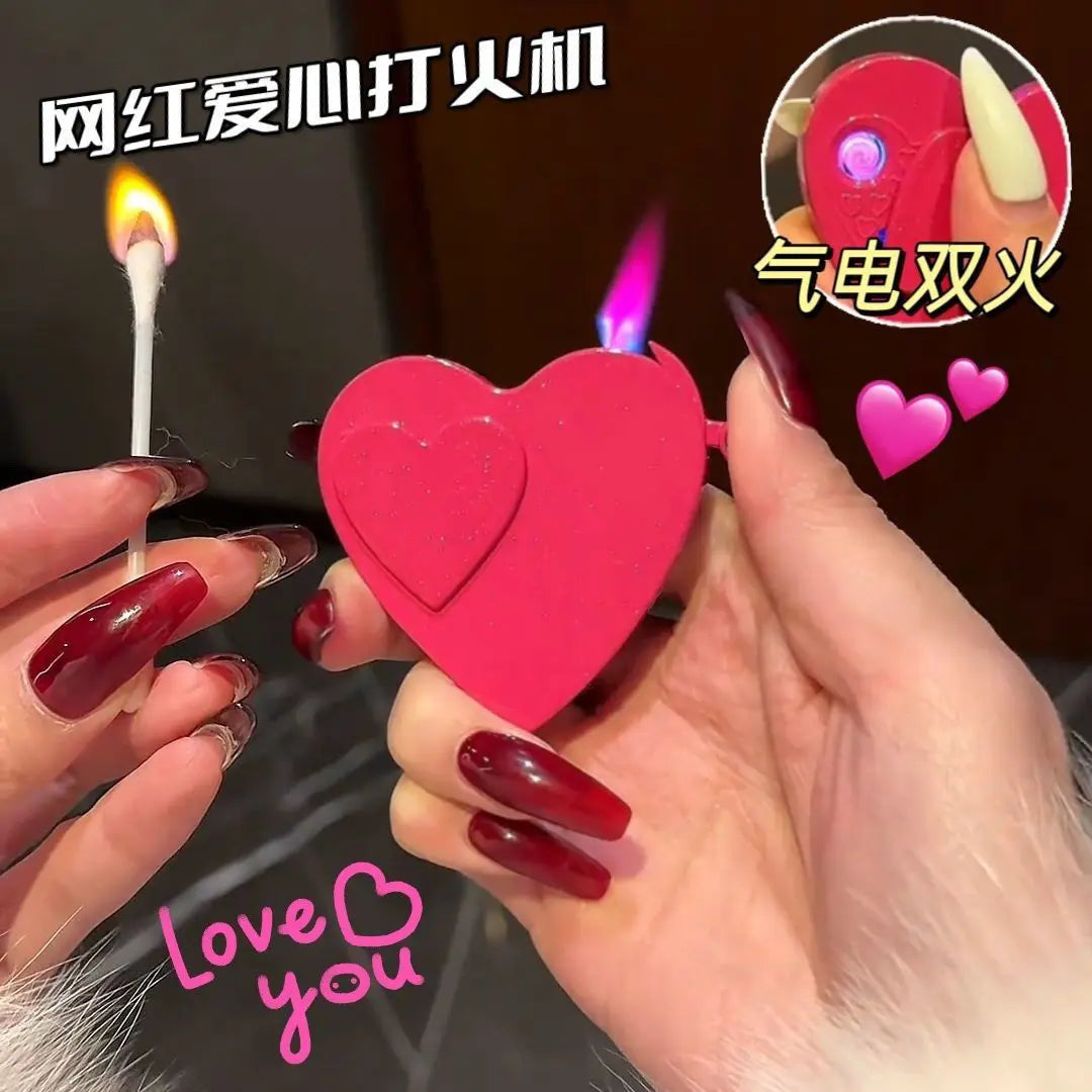 New 520 Love Electric Dual-Use Windproof Lighter for Boys Valentine's Day Gift Boyfriend