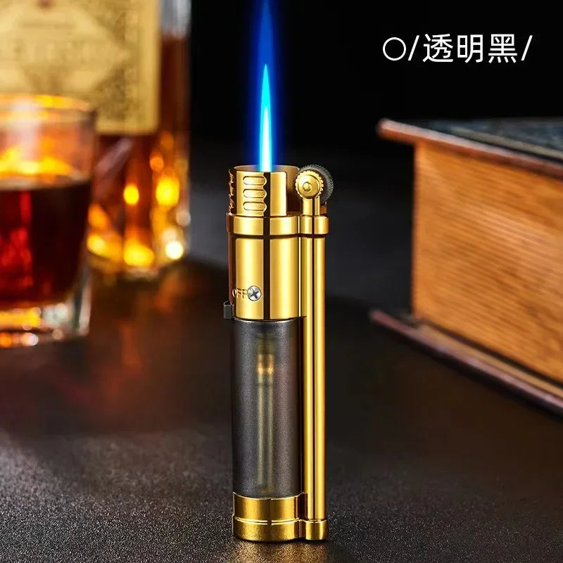 Metal Induction Windproof Red Jet Flame Butane Gas Lighter Creative Touch Roller Battery Ignition Smoking Accessories Gadgets
