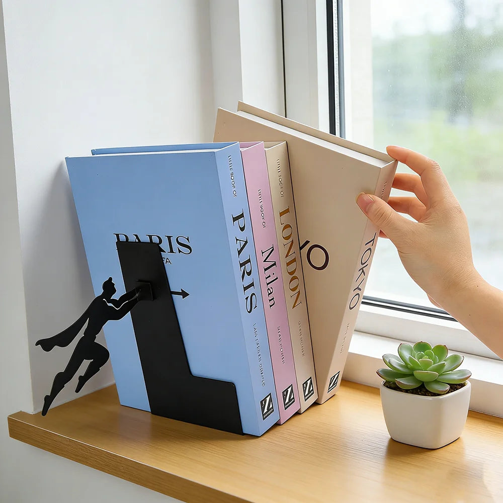 Superhero Bookend,Floating Bookshelf for Kids Wall Decore Funny Bookends Bookshelf for Book Lovers