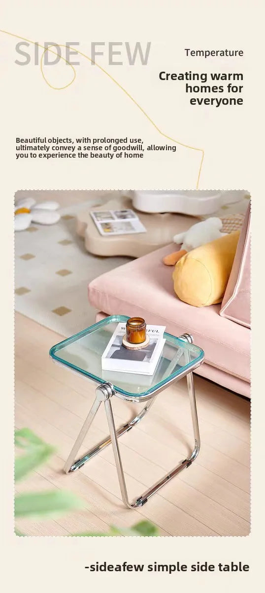 Acrylic Transparent Folding Coffee Table Minimalist Home Thickened Sofa Side Balcony Nordic Luxury Coffee Table for Living Room