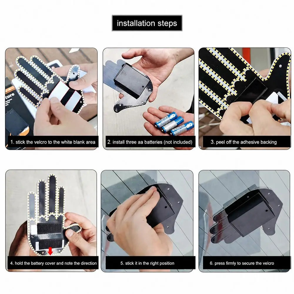 Multi-functional Car LED Finger Lights Male/Female Remote Control Car Interior Light Rear Window Decoration