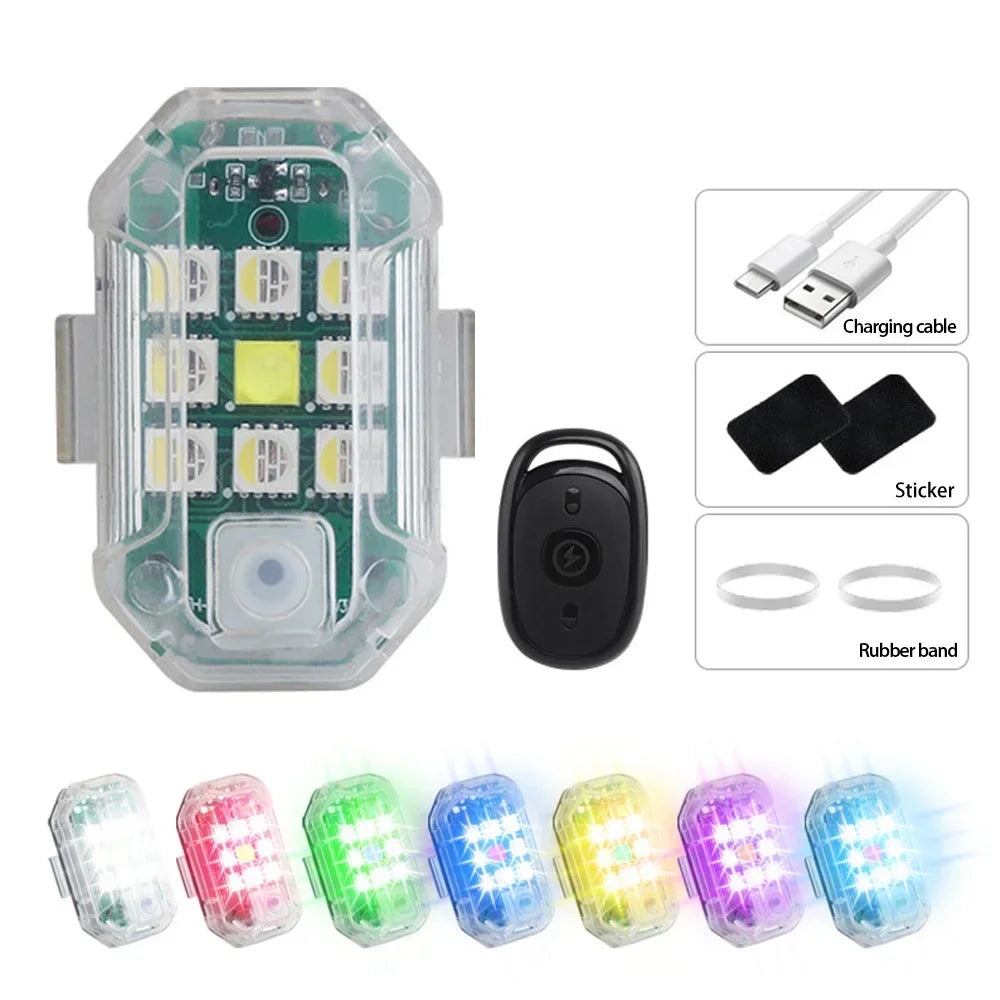2Pc Remote Motorcycle Car Lights RC Drone LED Flash Wireless Light RC Fix Wing Aircraft Airplane Helicopter Warning Lights