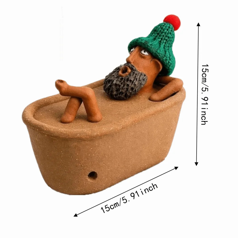 Funny Bath Man Incense Burner Desk Ornaments Creative Aromatherapy Incense Holder Resin Home Decor Bathtub Incense Holder