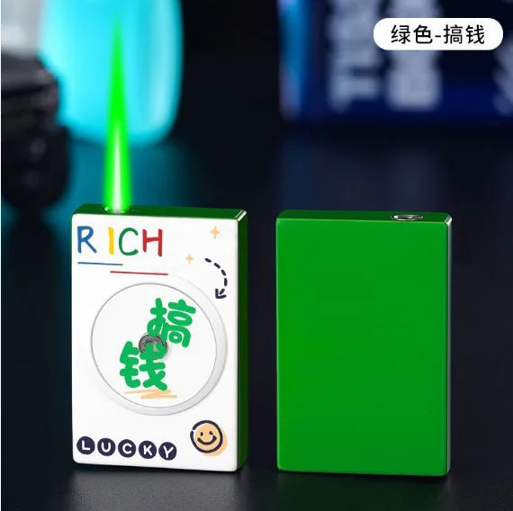 New Butane Gas Lighter Rotating Decompression Poker Windproof Inflatable Lighter Cigarette Accessories Men's Small Gift