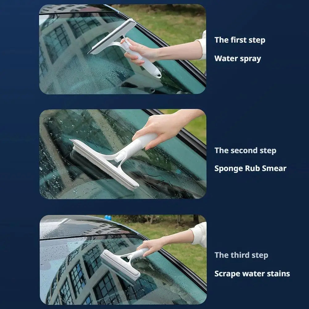 3 in 1 Window Cleaning Squeegee with Water Sprayer TPR Foam Head Multi Function Glass Mirror Wiper Household Car Cleaning Tools